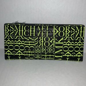 Michael Kors medium size wallet BLACK & NEON GREEN